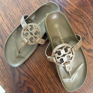 Tory Burch olive Miller Cloud sandals. Wonderful condition.